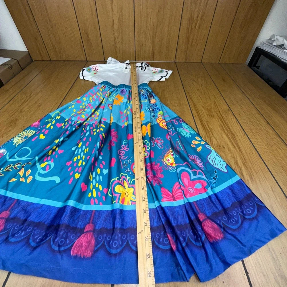 Tween Girls Encanto Mirabel Columbian Senorita Long Dress‎ Costume Size 10 140cm